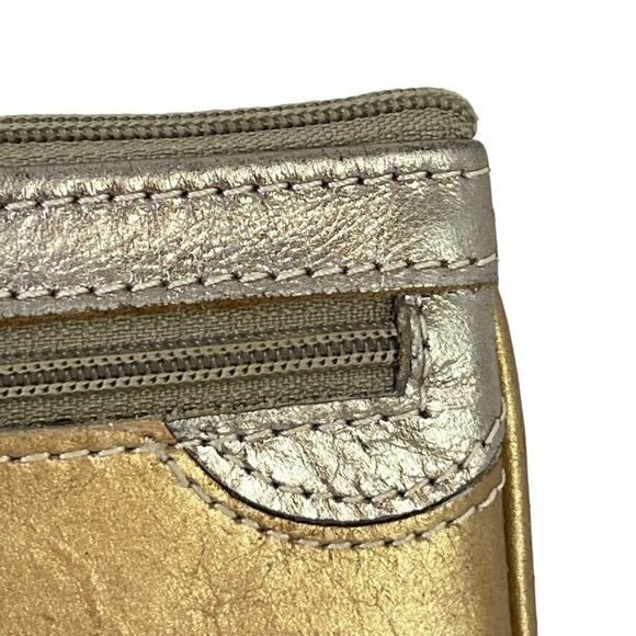 Fossil Womens Metallic Leather Coin Purse ID Holder Small Wallet Key Chain Bag - Picture 4 of 16